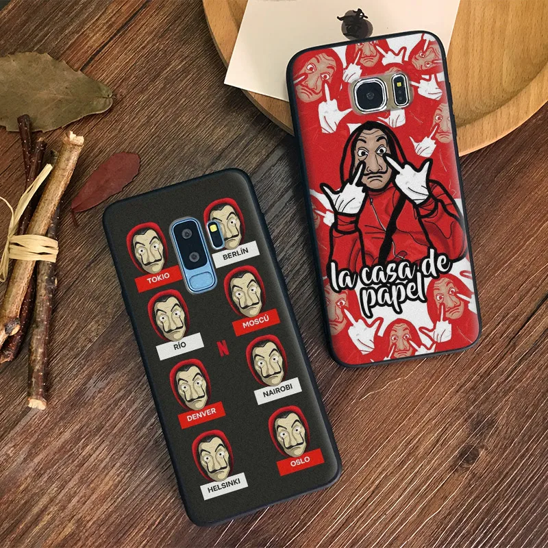 

La Casa De Papel Money Heist tv series coque Soft Silicone Phone Case Shell Cover For Samsung S7 Edge S8 S9 Plus Note 8 9