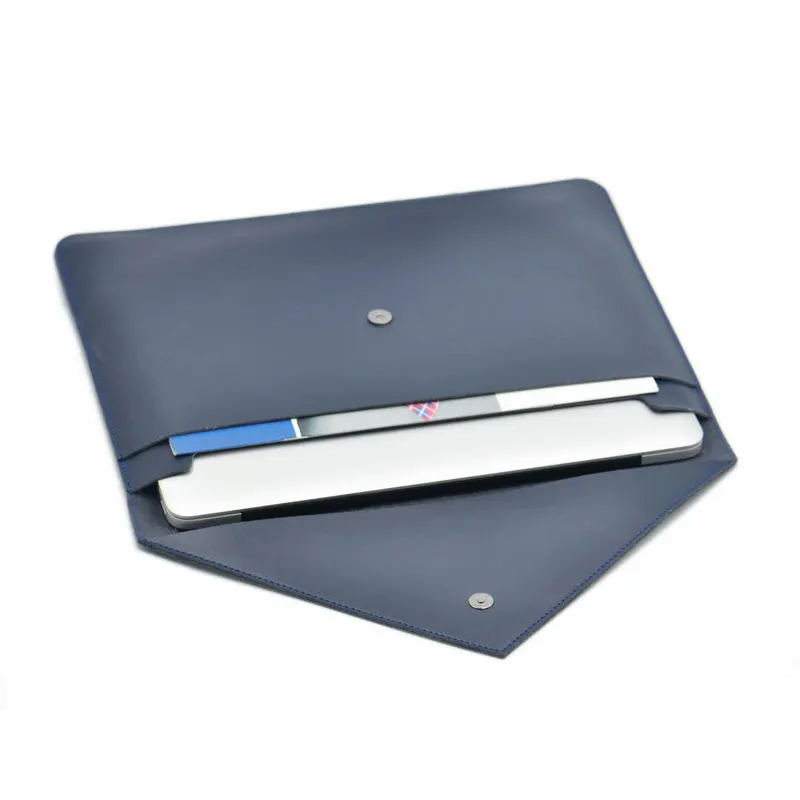 Premium Microfiber Leather Laptop Sleeve with Dual Pockets - Envelope Style
