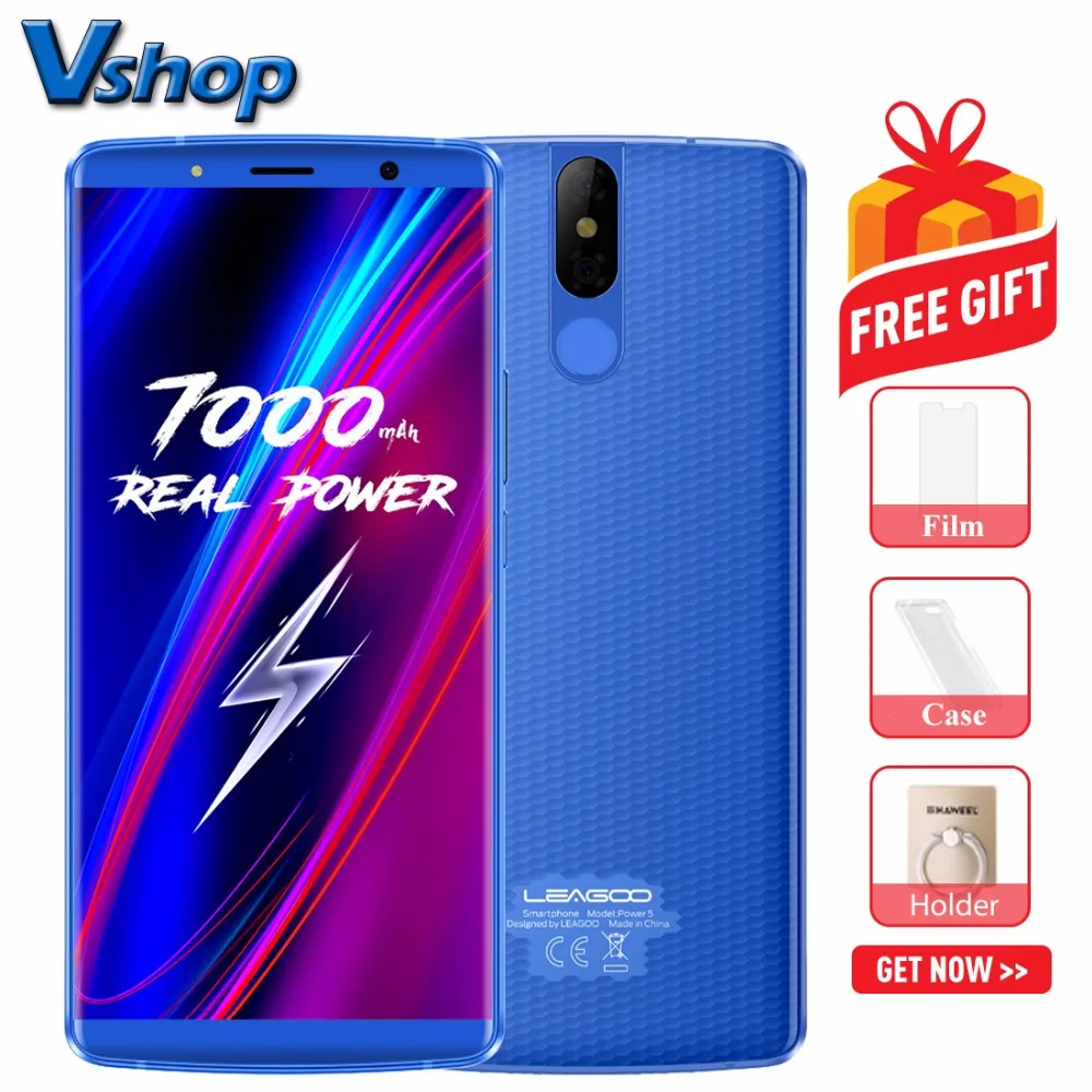 

Original LEAGOO Power 5 4G Mobile Phones Android 8.1 6GB+64GB Octa Core Smartphone 7000mAh Face ID VoLTE 5.99" FHD+ Cell Phone
