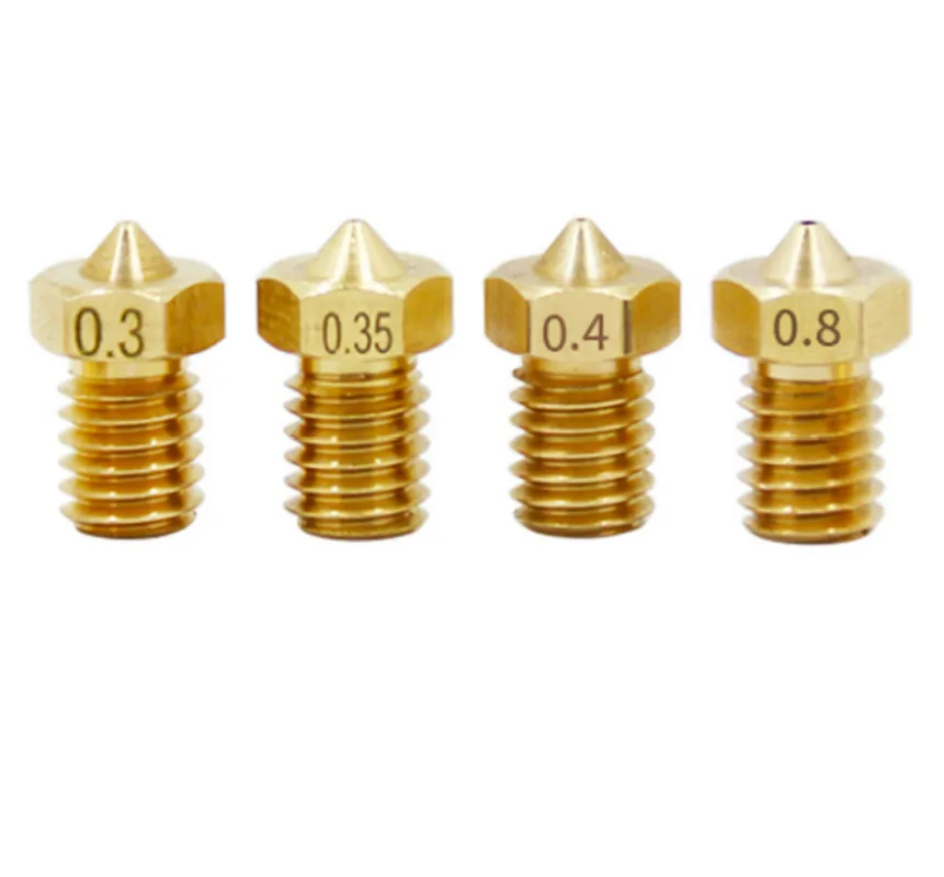 

5pcs/lot V5 V6 Nozzle For 3D Printers 0.2 0.25 0.3mm 0.35 0.4mm 0.5 0.6 0.8 1.0 Part Copper 1.75mm Filament M6 Threaded Brass