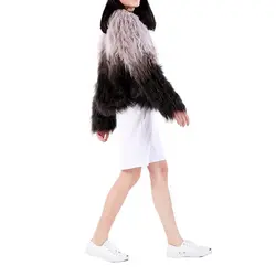 Леди Градиент Длинные волосы Мех животных Пальто для будущих мам осень-зима толстый длинный рукав пальто Верхняя одежда Для женщин мягкая