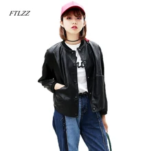 Ftlzz Весенняя женская куртка из искусственной кожи модное однобортное пальто в стиле Панк Черная мягкая верхняя одежда PU байкерские куртки