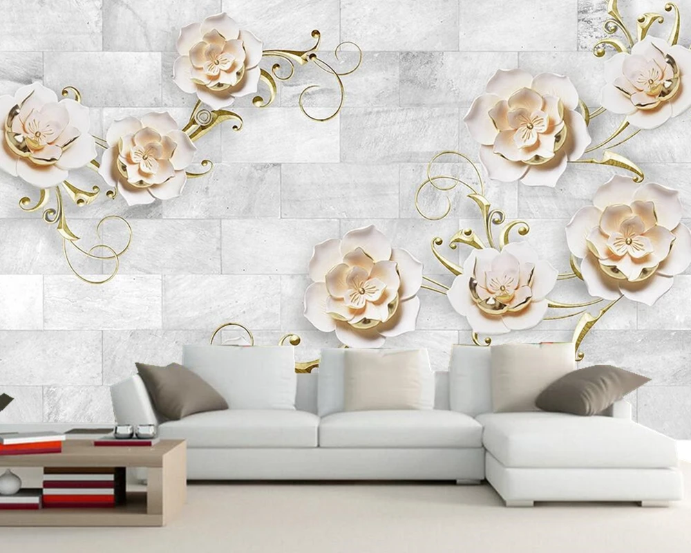 

Papel de parede European retro embossed flowers 3d wallpaper murals,living room TV sofa wall bedroom wall papers home decor cafe