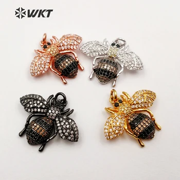 

MP054 WKT Strongly Recommend CZ Pave Sparkly Insect Shape Pendant In Four Metal Color For Women Jewelry Design Pendant