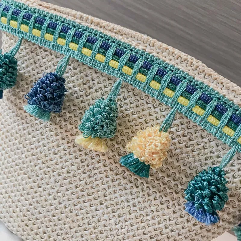 New Fashion Women Tassel Straw Bags INS Popular Female Handbag Summer Casual Lady Shoulder Bag Travel Mini Knit Crossbody SS3297 (2)