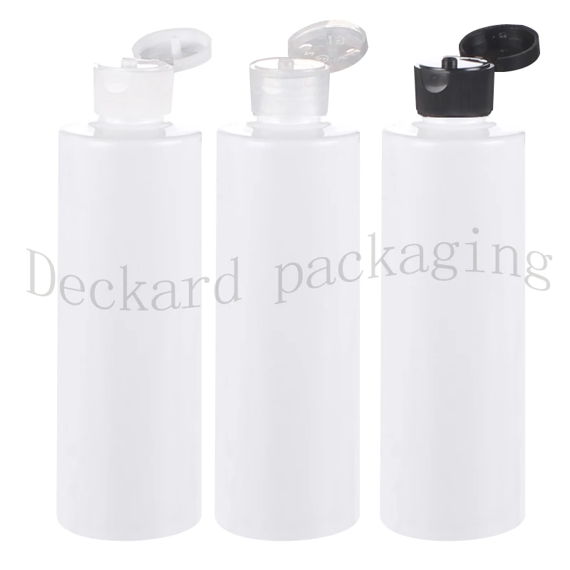 20pcs 250ml Plastic Empty Plastic Squeezable Flip Cap 250ml Bottles white Refillable Pet White