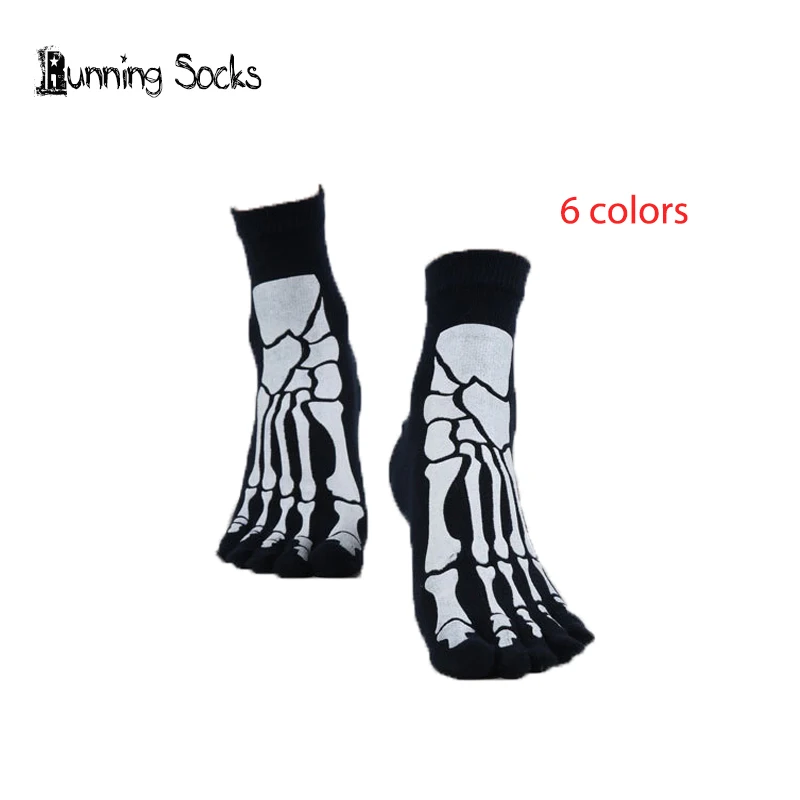 Image 2015 Skull Design Hip Hop Cotton Sock  Punk Rock Men s Toe Socks  high quality sports Socks 6 Color wzw001