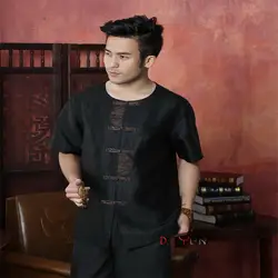 Новый китайский традиционный Для мужчин Шелковый кунг-фу футболка Классический Однобортный с карманом Тан костюм Размеры M, L, XL, XXL XXXL 4XL