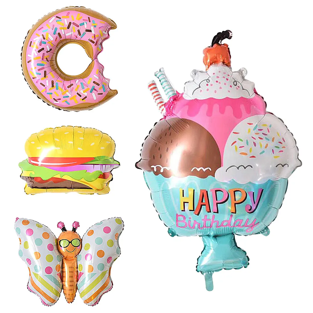 1Pc Sprinkle Doughnut Foil Mylar Balloon Happy Birthday Balloon Donuts Birthday Party Festival