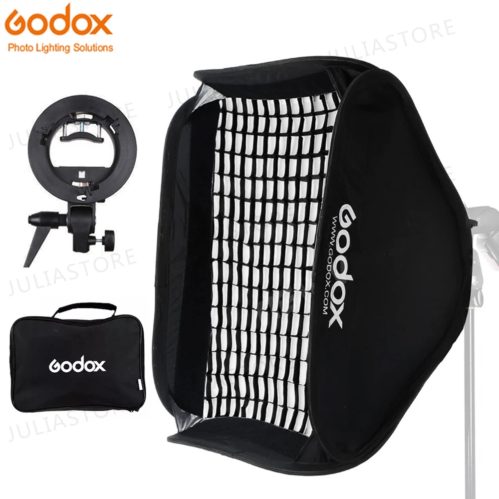 Софтбокс Godox 40*40 см/50*50 см/60*60 см/80*80 см для вспышки Speedlite + кронштейн типа S сетка