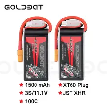 2 шт. GOLDBAT 1500mAh 11,1 v Lipo батарея для fpv батареи Lipo 11,1 V 3S 100C батарея lipo для дрона с XT60 разъемом для fpv heli