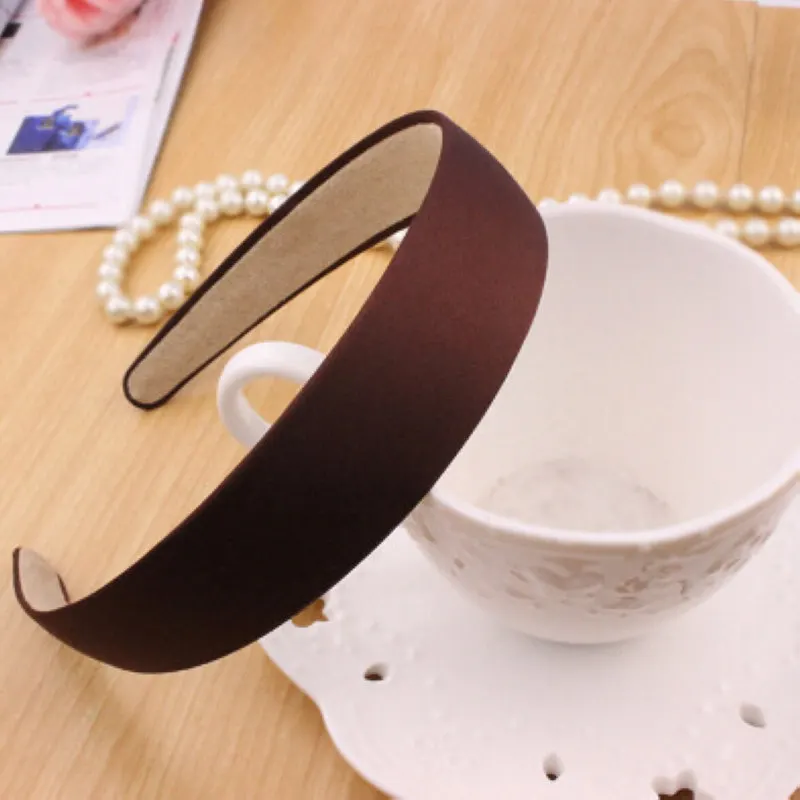 New Women Plain Satin Look Fabric Covered Headband Alice Hair Hairband Head Band