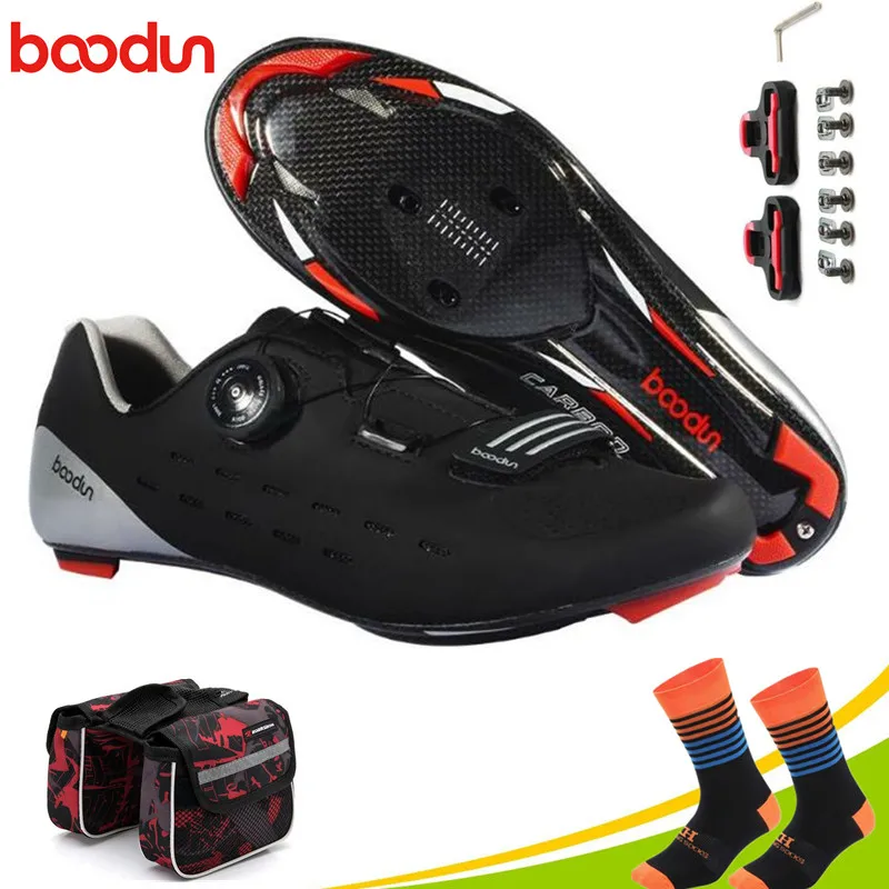 

Boodun Ultralight Carbon Fiber Road Cycling Shoes Breathable Auto-Lock Bike Bicycle Shoes Athletic Racing Zapatos Ciclismo