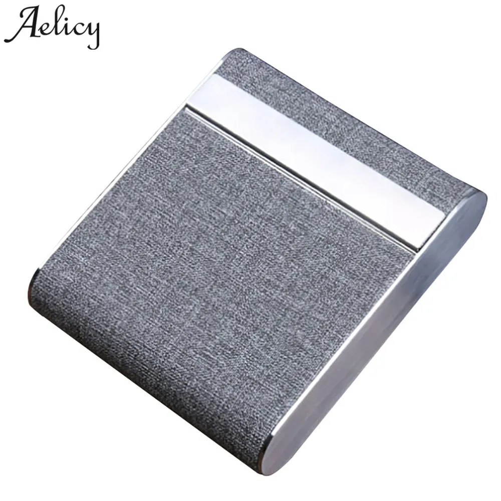 Aelicy,, Мужская переносная коробка из нержавеющей стали для дыма, 20, металлический чехол для сигарет, держатель, карман, новая коробка, держатель для хранения - Цвет: Gray