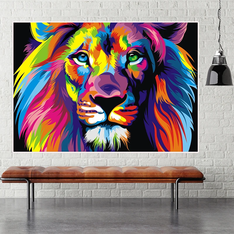 Lion Male Abstract Watercolour Canvas Print Framed Animal Wall Art Picture 2