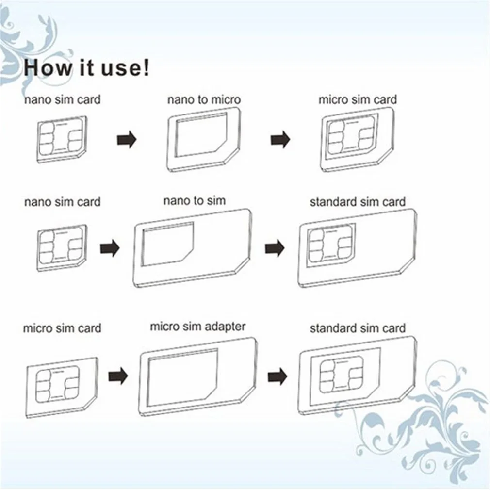 4 в 1 комплект адаптера sim-карты для iphone для Sumsung для смартфона