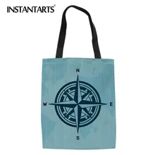 INSTANTARTS 3D компас принт Женская Повседневная сумка шоппер дорожная пляжная Холщовая Сумка Многоразовый тотализатор сумка Sac основной femme студенческий мешочек