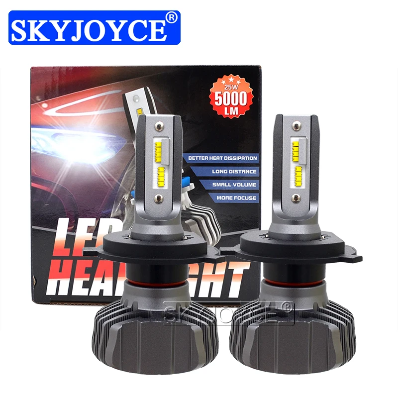 SKYJOYCE H4 светодиодные лампы для передсветильник фар H7 LED H1 H11 9005 HB3 9006 HB4 ZES чипы 50 Вт