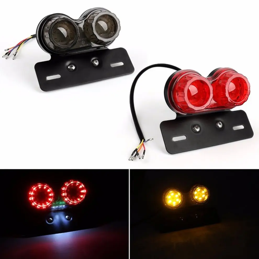 Universal Motorcycle LED Tail Light Motorbike Rear font b Lamp b font License Plate Light with
