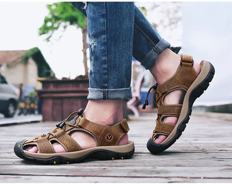male leather sandals