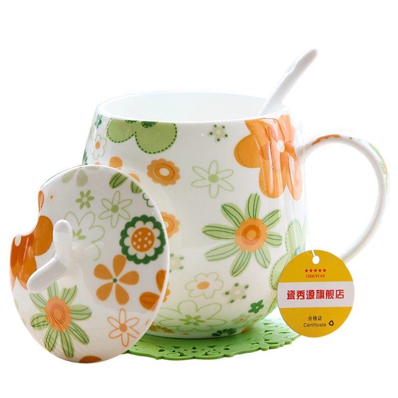 

Bone Porcelain Mugs Creative Porcelain Cups with Coffers Couple Milk Breakfast Coffee Cup Cute