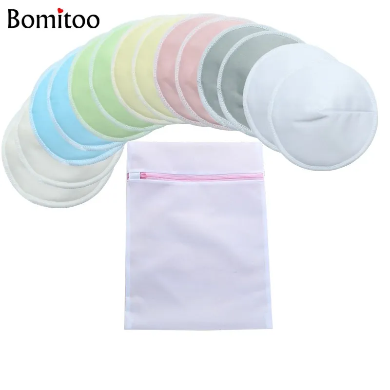 [Bomitoo] 14 Pcs Anti-Overflow Mums Breast feeding Baby Pads Wholesale Nursing Pads with Wash Bag Breathable Nursing Pad 