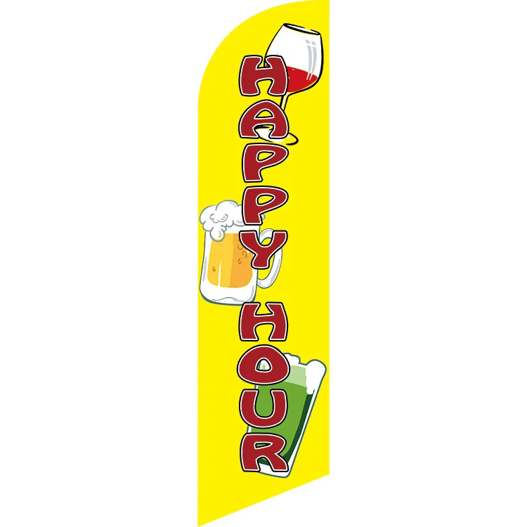 Happy Hour Beer Advertising Feather Flag Customin Flags, Banners