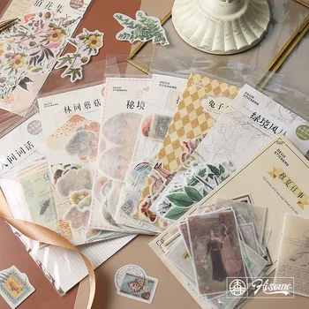 

40pcs/lot Vintage Alphonse Mucha Scrapbooking Sticker Diary Label Sticker Assorted Pattern Diy Diary Sticker