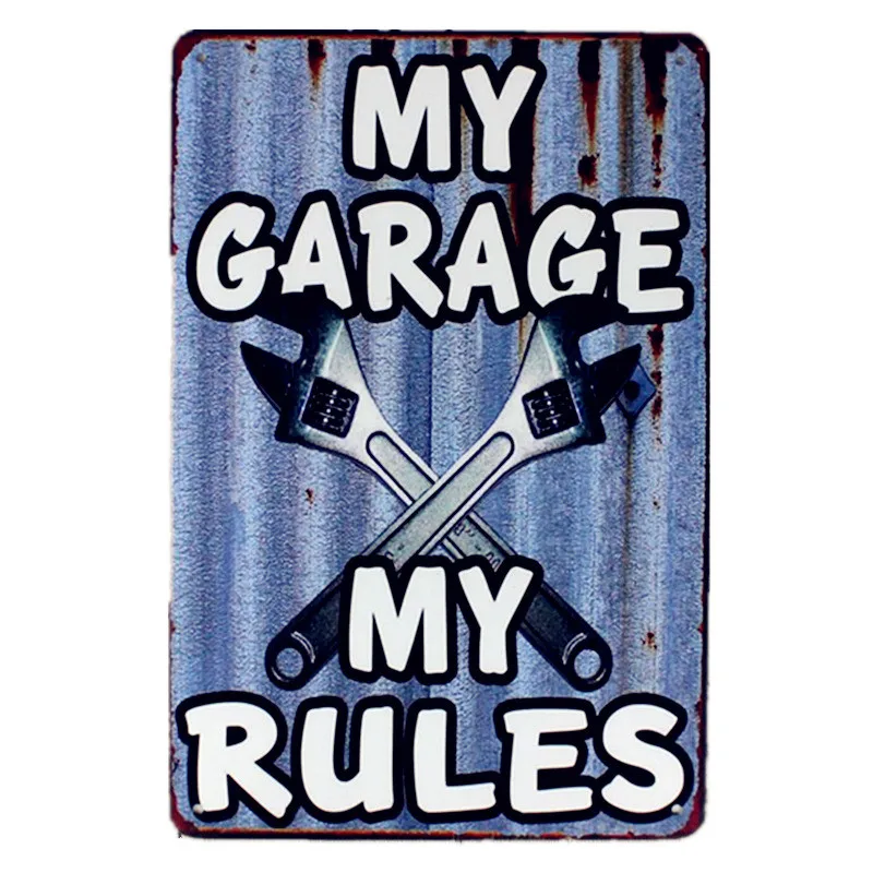 "Garage Rules" настенный Декор Hot Rod Hell металла плакат автомобиля байкеров моторное масло полный Услуги металлические знаки для магазина, гаража украшения YN186 - Цвет: YB0091