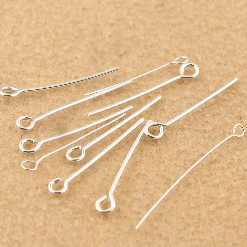 10pcs Real Pure Solid 925 Sterling Silver Needle Pins for DIY Jewelry Making Findings Earring Necklace Connector Part Base