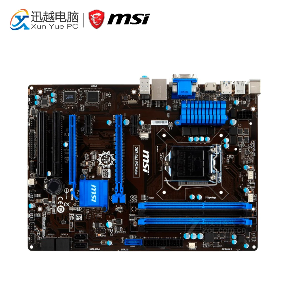 

MSI Z87-G41 PC Mate Desktop Motherboard Z87 Socket LGA 1150 i3 i5 i7 DDR3 64G SATA3 USB3.0 ATX