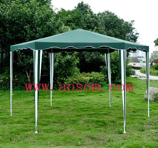 Aosom Outdoor Hexagon Canopy Gazebo Tent Green/Whitein Gazebos from