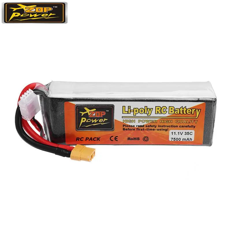 

ZOP Power 11.1V 7500mAh 35C 3S Rechargeable Lipo Battery XT60 Plug for RC Quadcopter Car Models Spare Parts Accessories