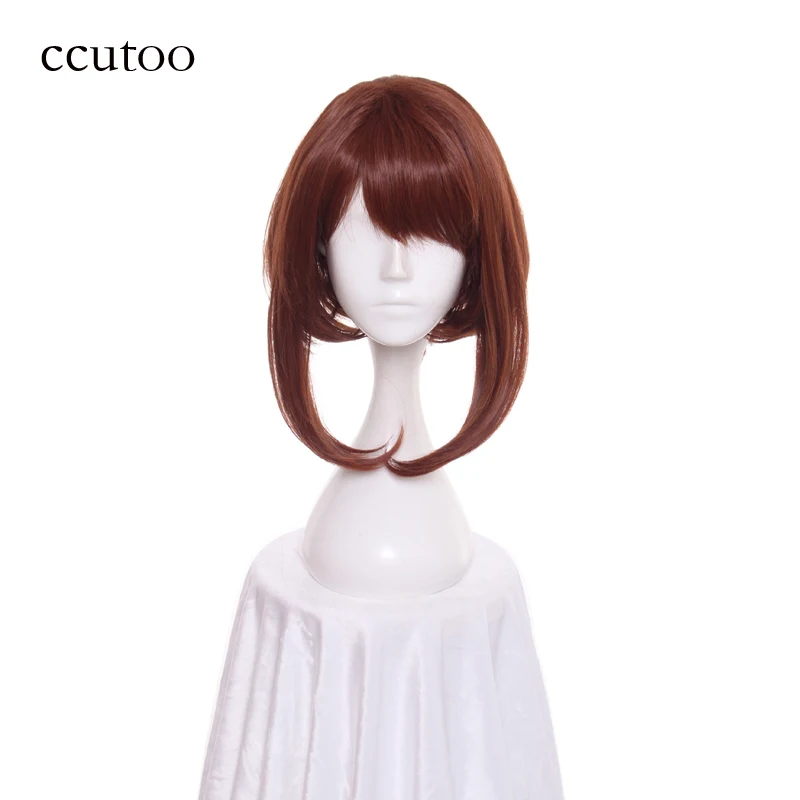 

ccutoo 12inch My Hero Academia Akademia Ochako Uraraka Short Brown Bob Synthetic Cosplay Hair Wig Heat Resistance Fiber