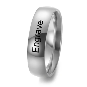 

Customs Engraving Ring Hot Sales 6MM Silver Color Rose Gold Fit Design Men's Fashion Stainless Steel Wedding Ring