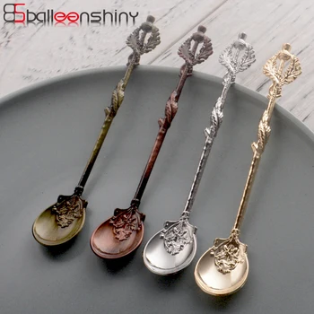 

BalleenShiny Alloy Retro Thistle Leaves Coffee Spoon Creative Vintage Black Teaspoon Ice-cream Honey Scoop Decorative Cutlery