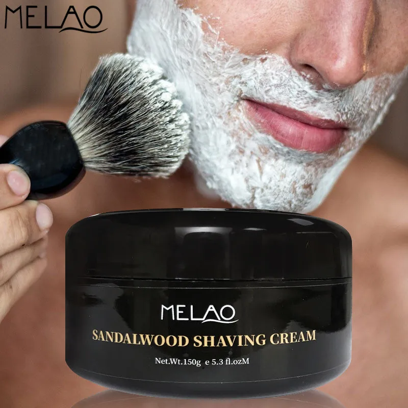 

MELAO Natural Shaving Cream for Men Sandalwood Bowl Men Skin Care Foam Refreshing Moisturizing Shaving Bubble Cream 150g 5.3 Oz