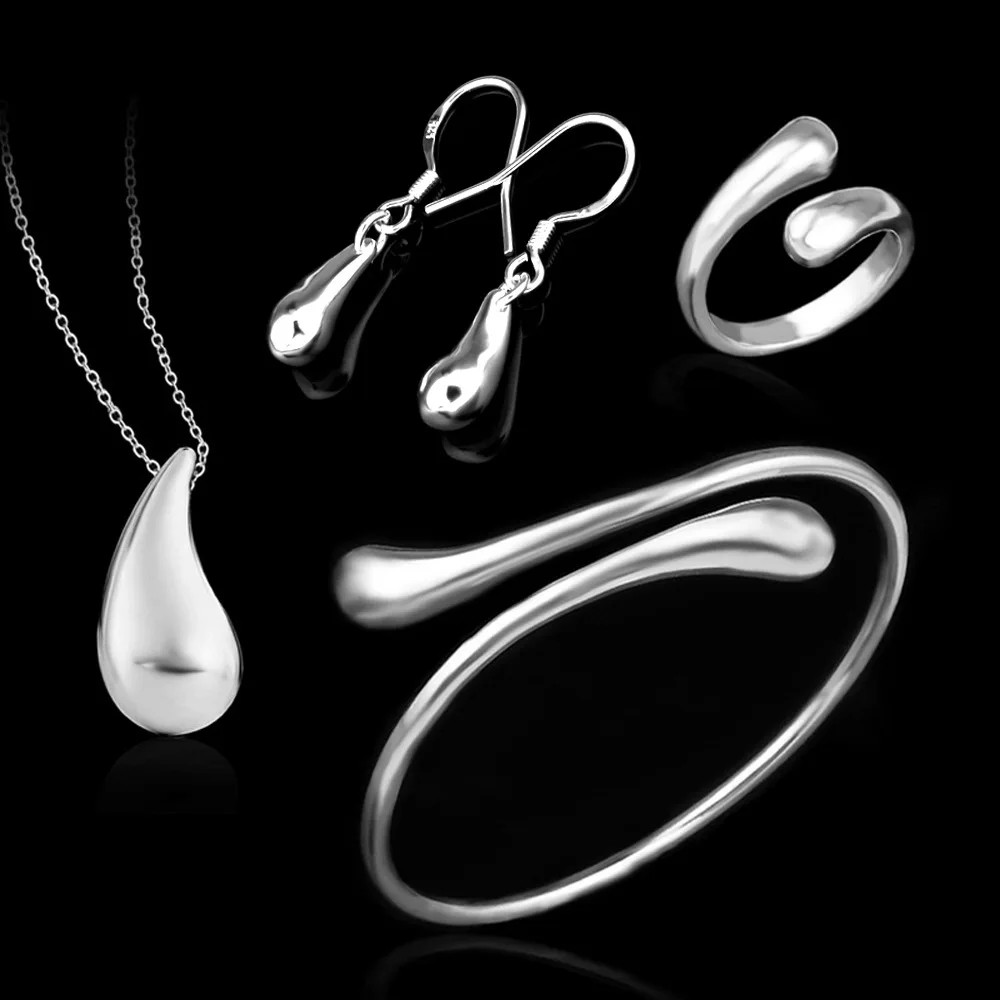 Wholesale Water Drop Jewelry Sets Silver 925 Jewelry Jewellery Set Sterling For Women Necklace