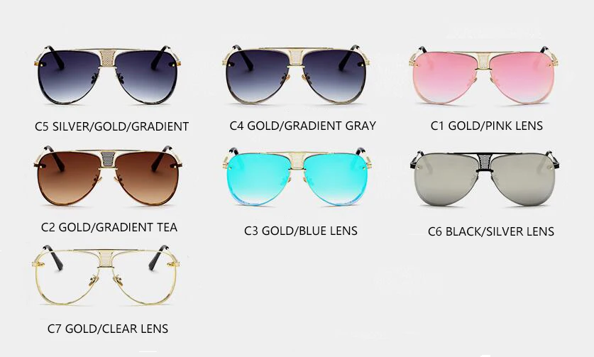 Роскошные женские солнцезащитные очки с металлической оправой, фирменный дизайн, винтажные оттенки, розовые зеркальные очки, большие мужские солнцезащитные очки, градиент