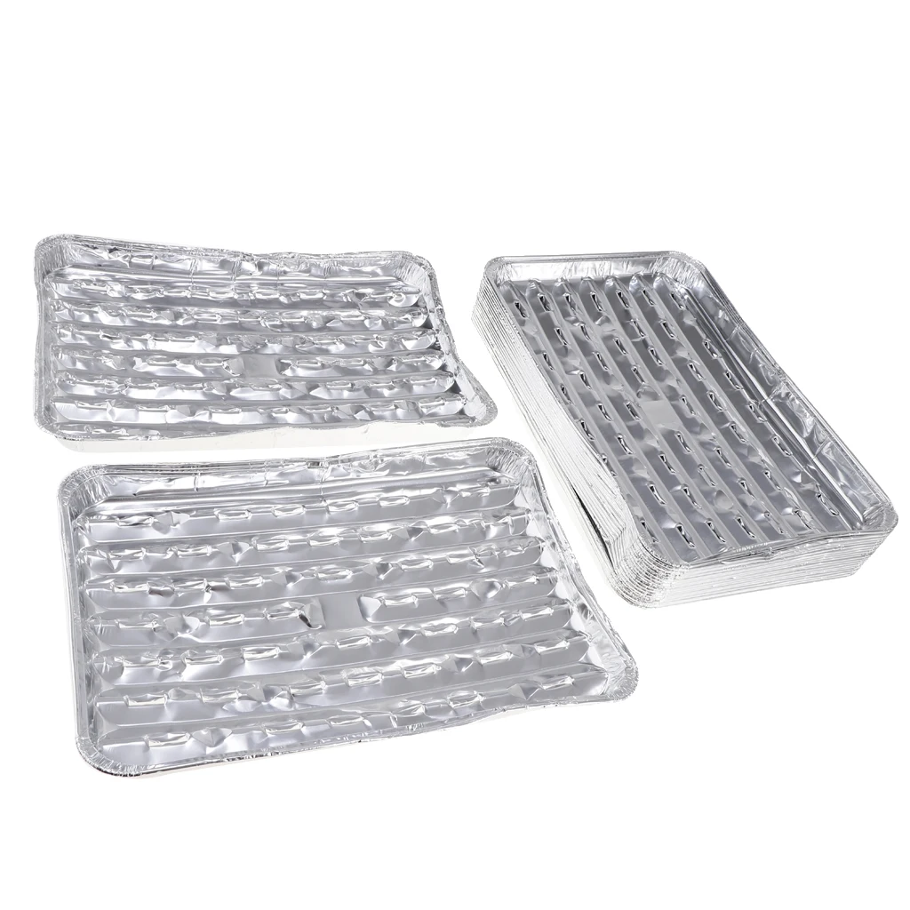 20pcs/set Disposable Aluminum Foil Pans Barbecue Grilling Trays Baking Plate