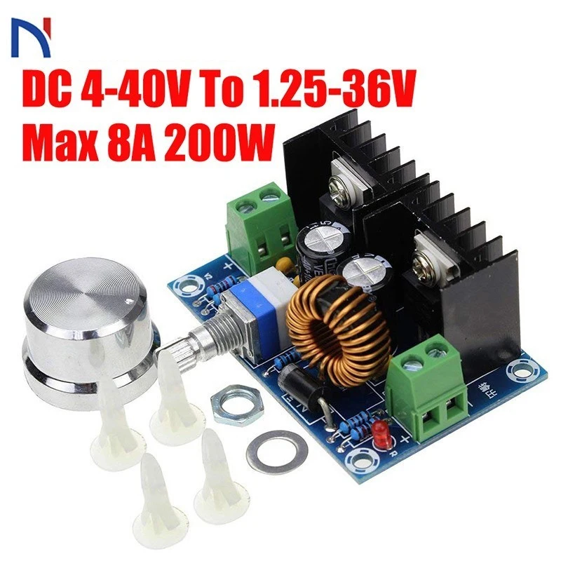 

Max 8A 200W DC to DC Buck Step Down Converter DC-DC Power Supply XL4016 PWM Adjustable 4-40V To 1.25-36V Step-Down Board Module