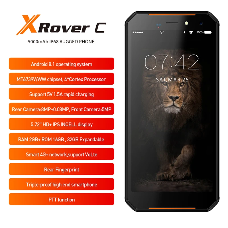  Original Leagoo XRover C IP68 5.72 HD+ IPS Android 8.1 Quad Core 1.5GHZ Smartphone 5000mAh 1440x720