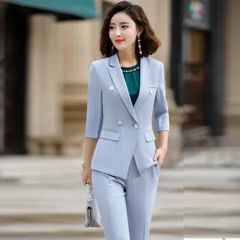 

2 sets of professional pants suits summer new suits dress OL commuter fashion temperament overalls professional two-piece