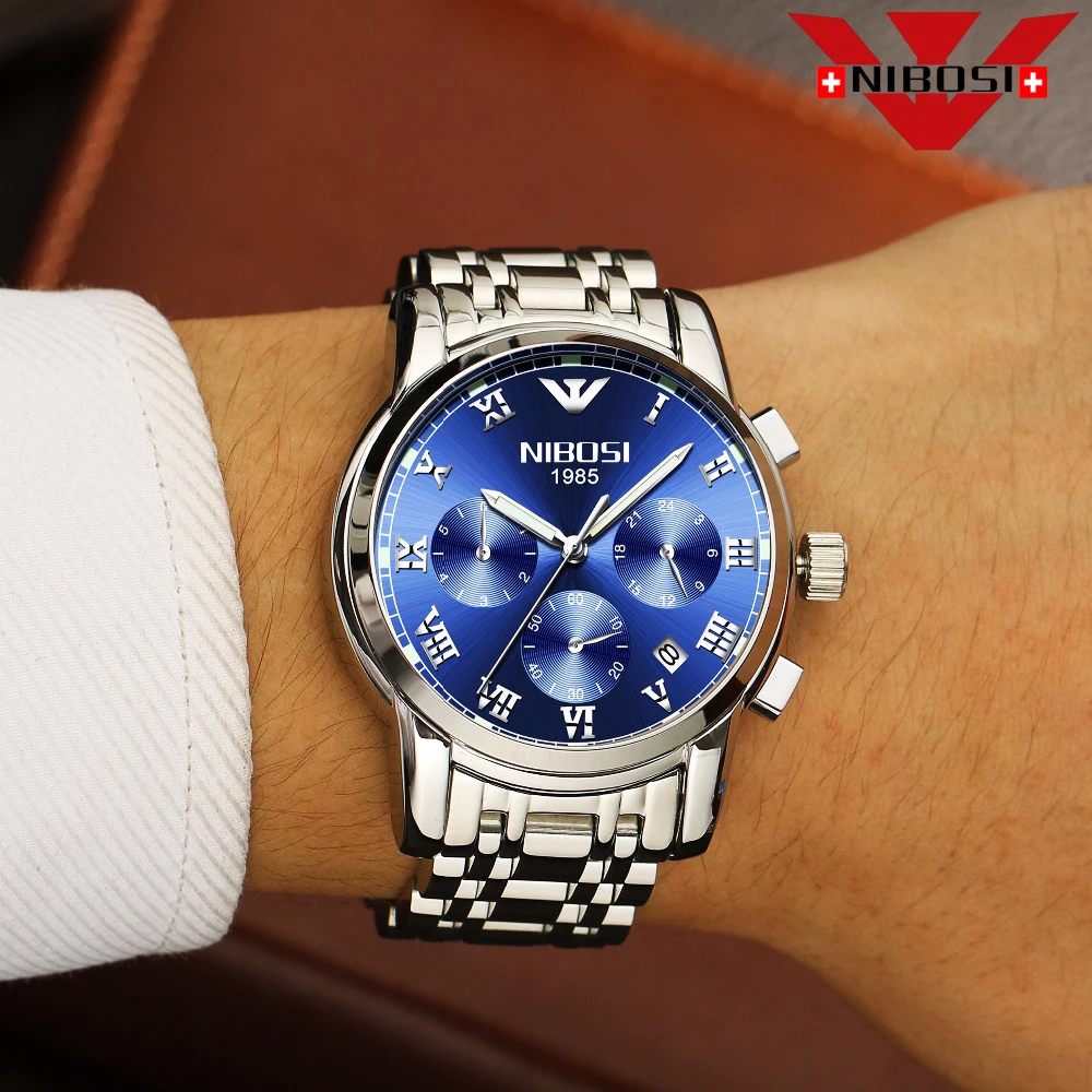 Reloje NIBOSI Top Luxury Brand Quartz Watch Men Casual Quartz Watch Stainless Steel Ultra Thin Clock Male 2019 Relogio Masculino