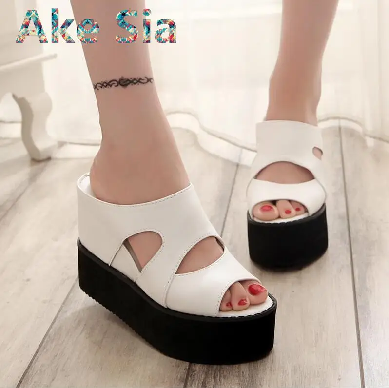 

2018 New Summer Thick-soled muffins with sandals and slippers Waterproof platform Slope with sandals Female free shipping