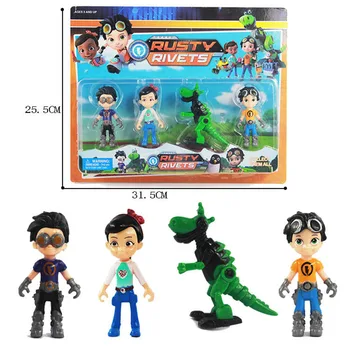 

4pcs/set Rusty Rivets Anime Figures 9.5cm PVC Rusty Rivets Boys Actions Figure Toys for Children
