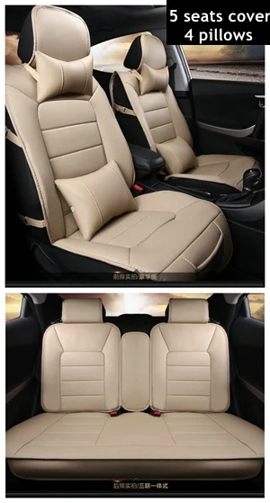Сиденья для Защитные чехлы для сидений, сшитые специально для TOYOTA Corolla CHR RAV4 Yaris Avalon Avensis Reiz FORTUNER 4runner Land Cruiser Camry Pruis Auris FJ Cruiser - Название цвета: 5seats beige