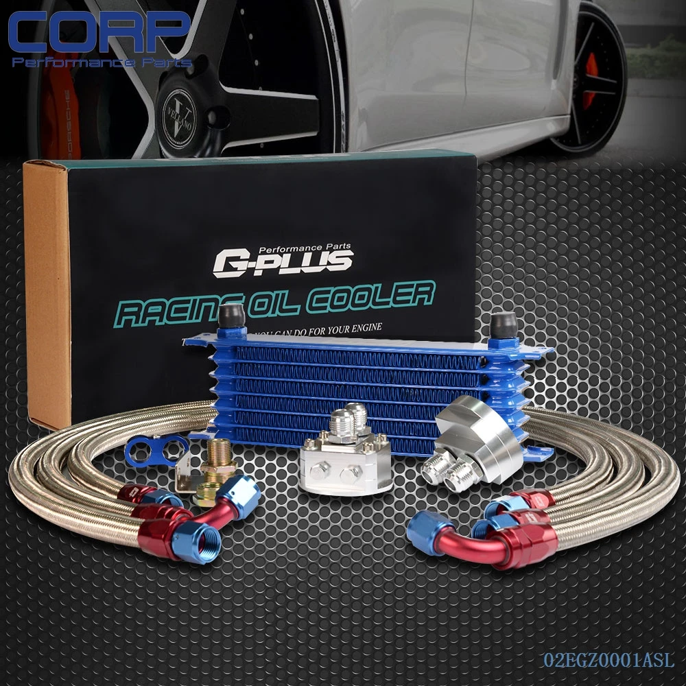 7 Row AN 10AN Universal Engine Transmission Oil Cooler + Filter