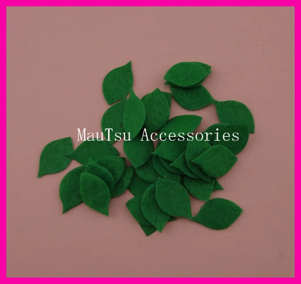 

500PCS 1.5cm*2.5cm Green Non-woven Felt Patches Applique for DIY flowers stuff Holly leaves for Christmas Decoration Ornament