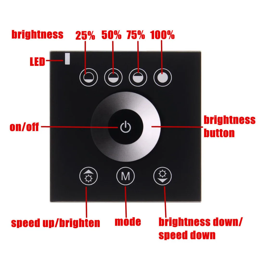IKVVT светодиодный 12 V-24 V настенное крепление чувствительной Светодиодные ленты переключатель сенсорной панели диммер контроллер